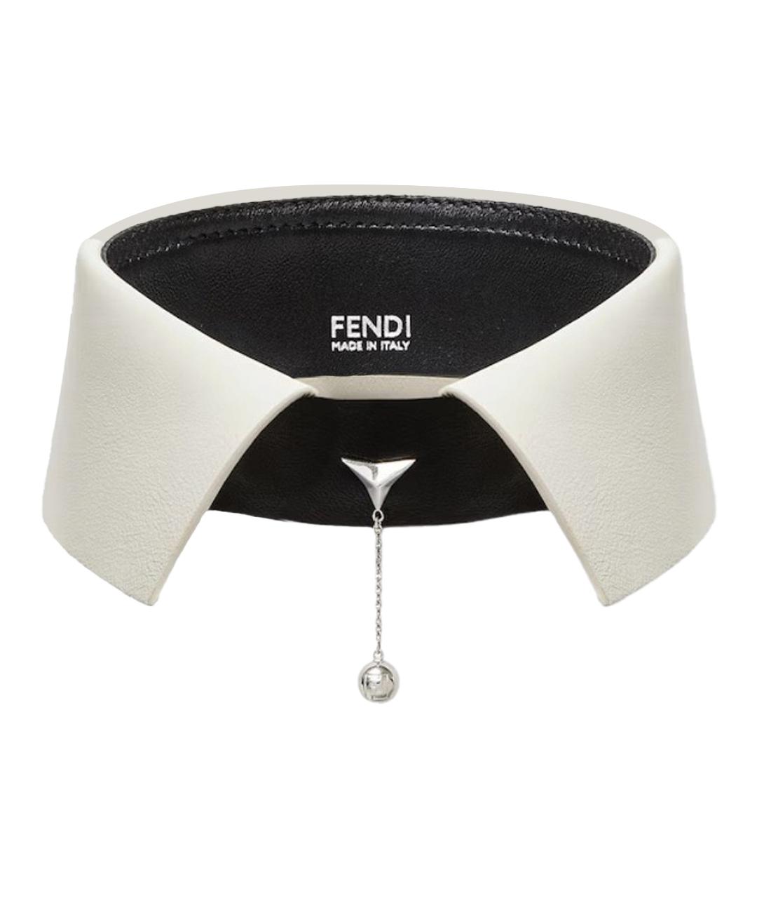 FENDI Белое кожаное колье, фото 1