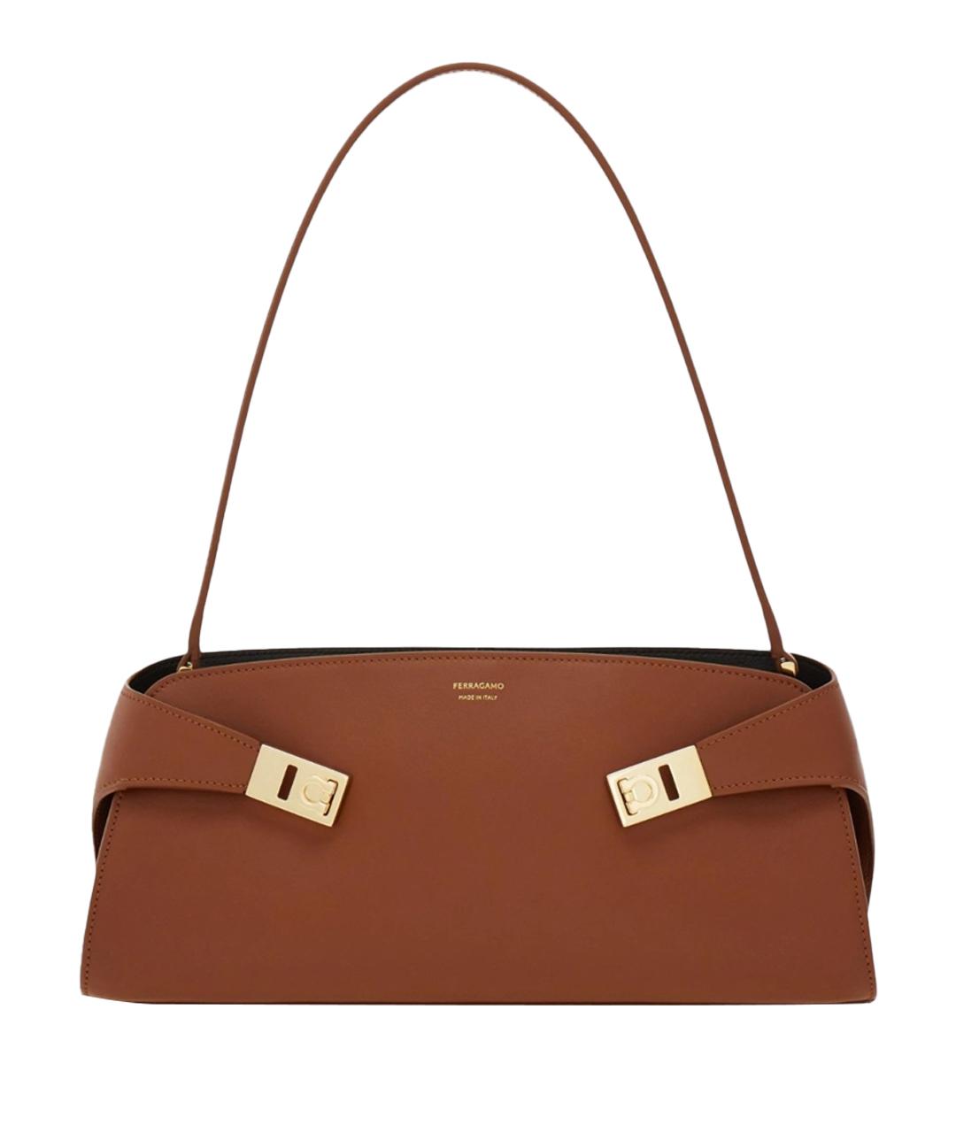 FERRAGAMO Бежевая кожаная сумка через плечо, фото 1