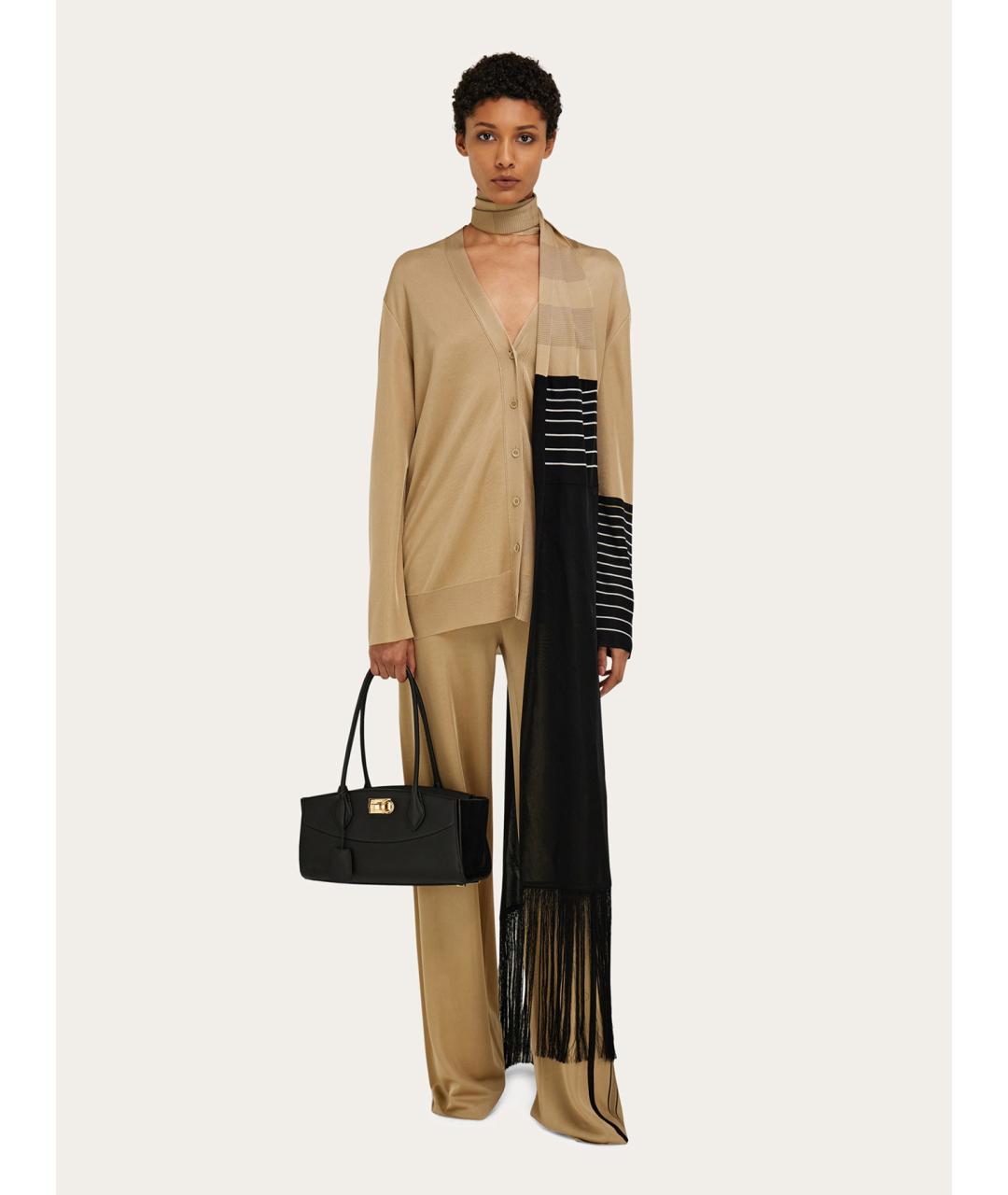 FERRAGAMO Черная кожаная сумка тоут, фото 3