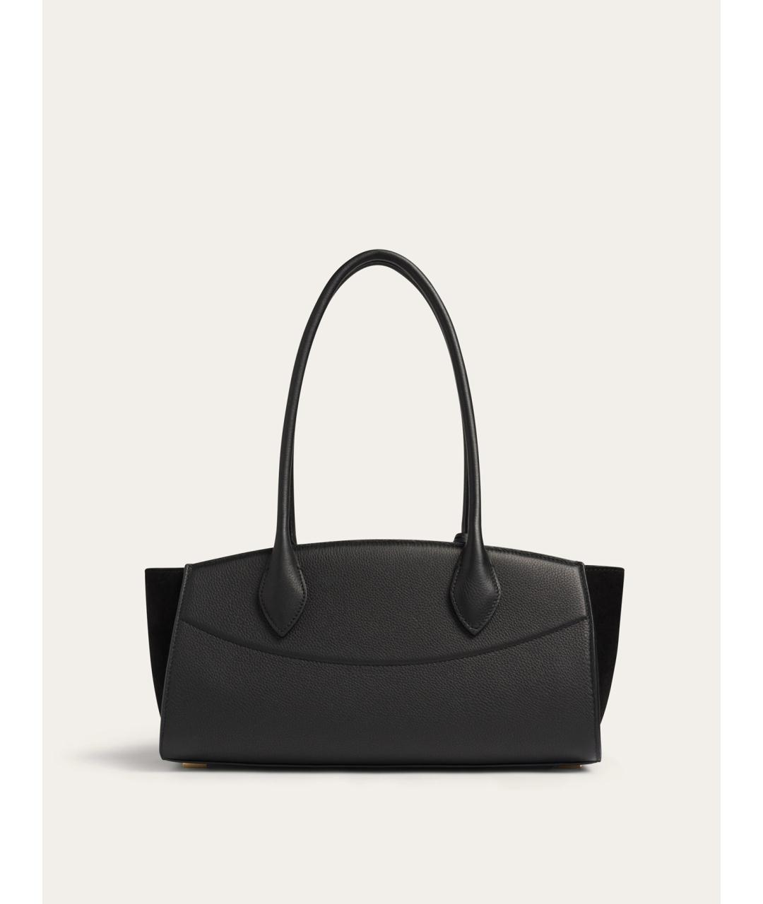 FERRAGAMO Черная кожаная сумка тоут, фото 5