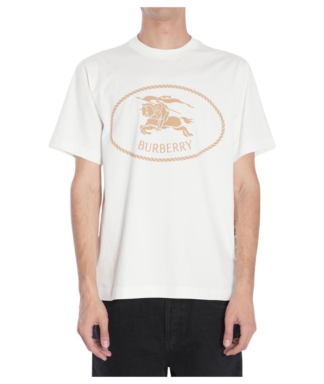 BURBERRY Белая хлопковая футболка, фото 1