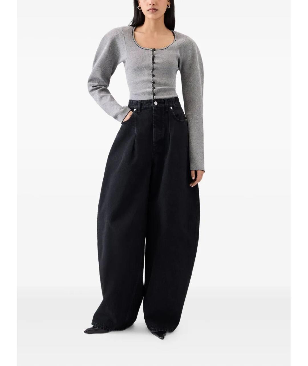 JACQUEMUS Черные хлопковые прямые брюки, фото 2