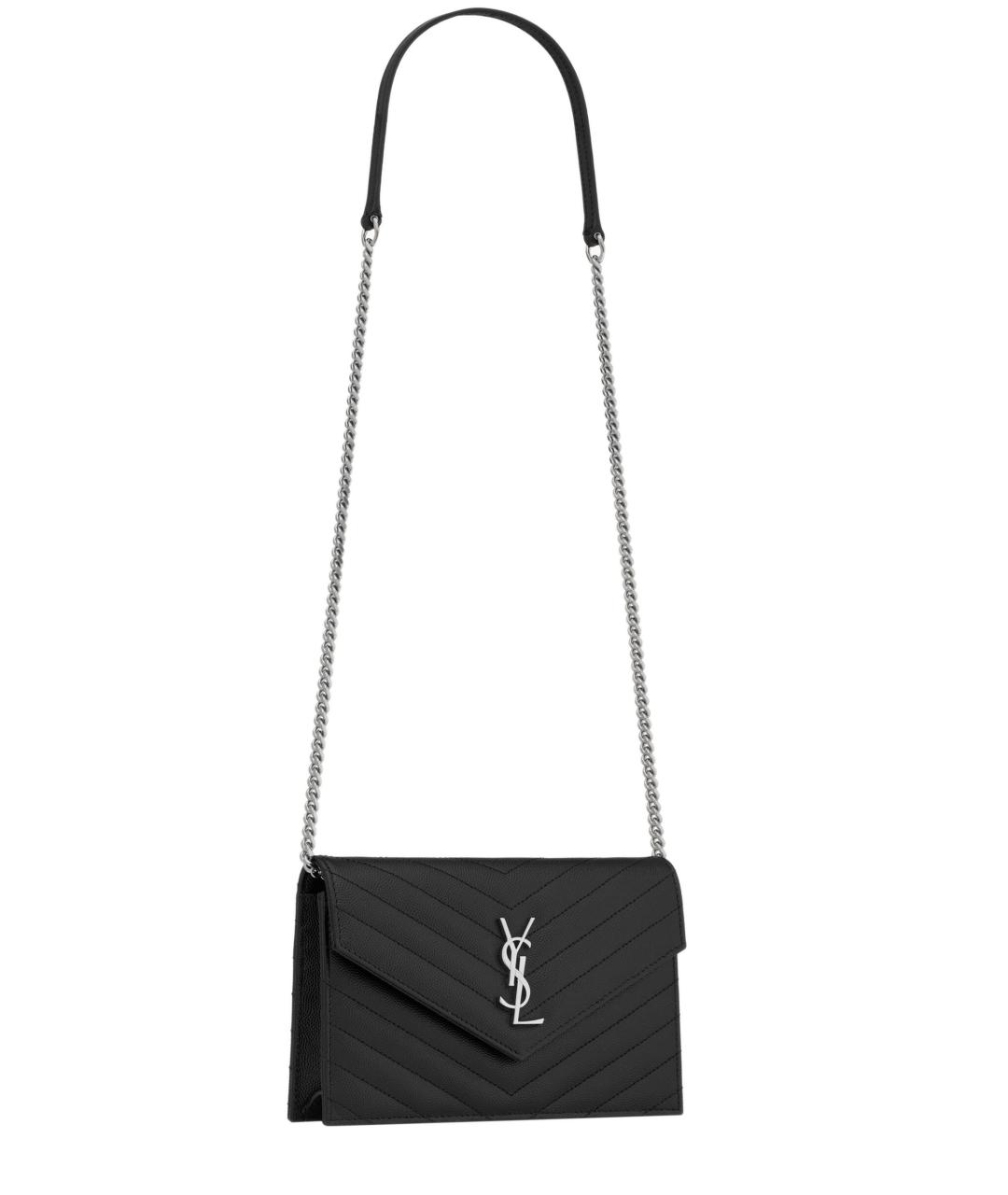 SAINT LAURENT Черная кожаная сумка через плечо, фото 4