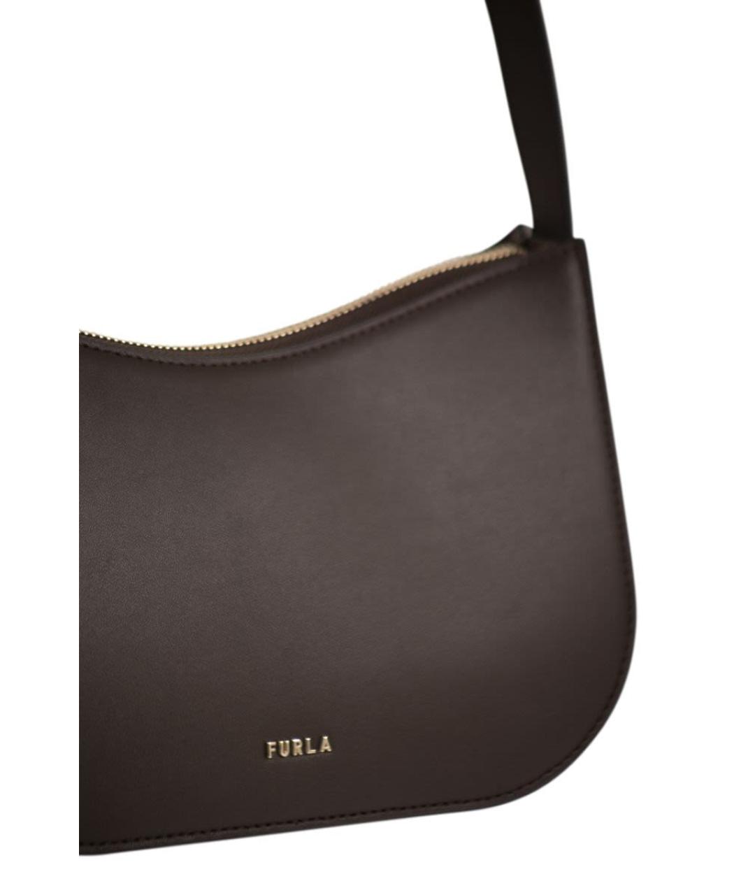 FURLA Коричневая кожаная сумка через плечо, фото 5
