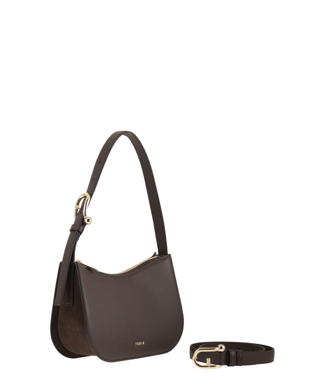 FURLA Коричневая кожаная сумка через плечо, фото 4