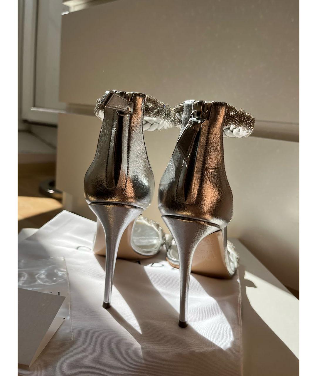 CASADEI Серебряные кожаные босоножки, фото 4