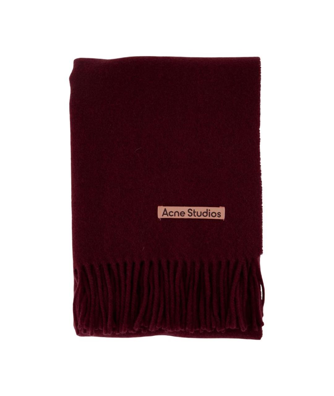 ACNE STUDIOS Бордовый шерстяной шарф, фото 1