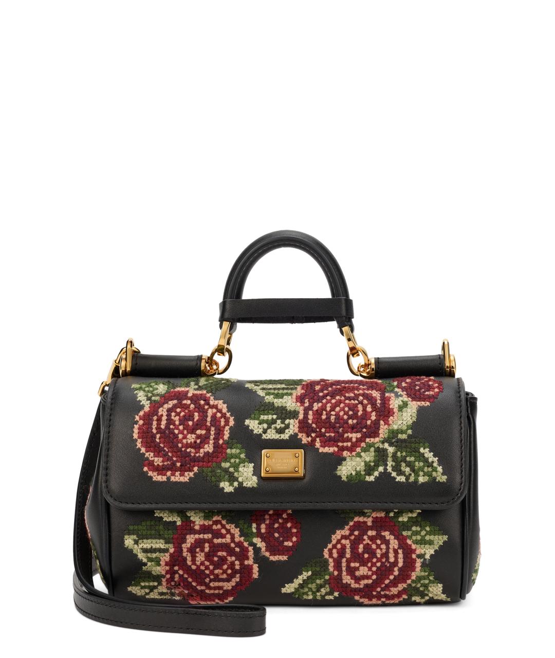 DOLCE&GABBANA Черная кожаная сумка тоут, фото 2
