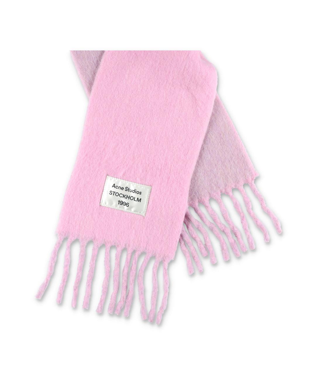 ACNE STUDIOS Розовый шерстяной шарф, фото 3
