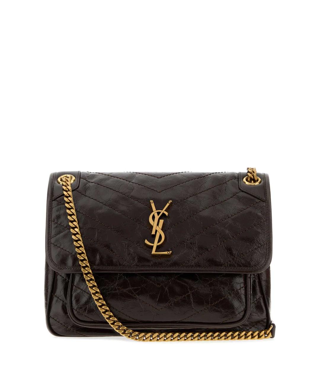 SAINT LAURENT Коричневая кожаная сумка через плечо, фото 1