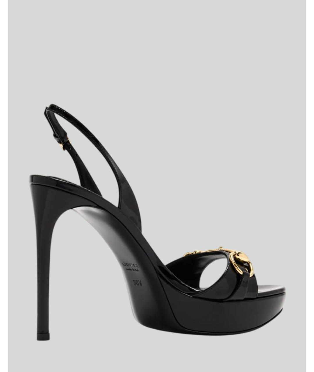 GUCCI Черные кожаные босоножки, фото 2