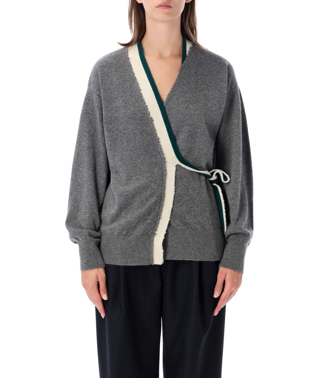 DRIES VAN NOTEN Серый шерстяной кардиган, фото 1