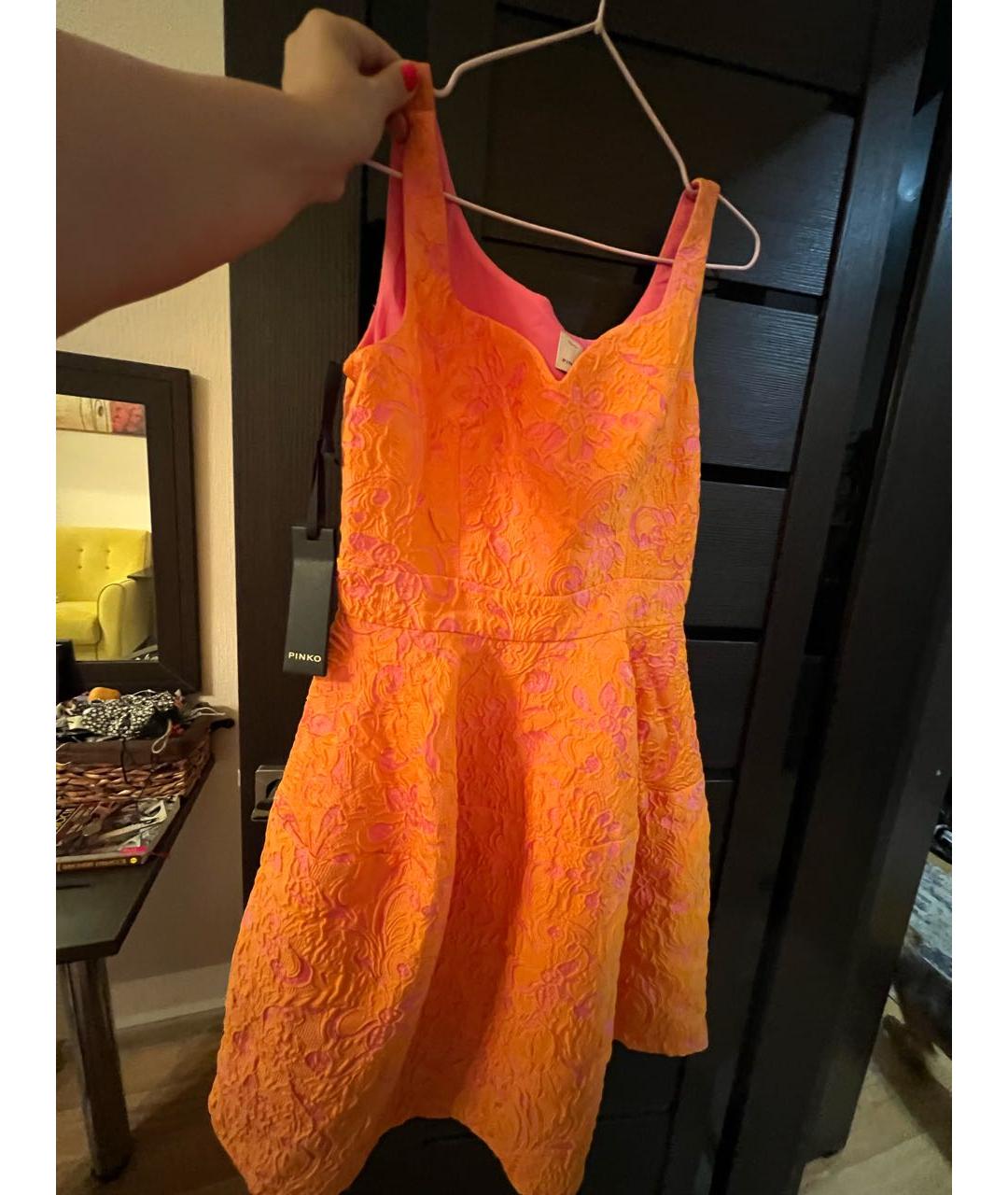 PINKO Оранжевое коктейльное платье, фото 5