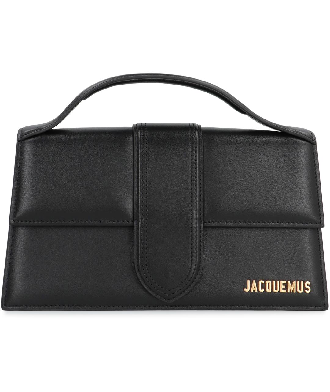 JACQUEMUS Черная кожаная сумка с короткими ручками, фото 2