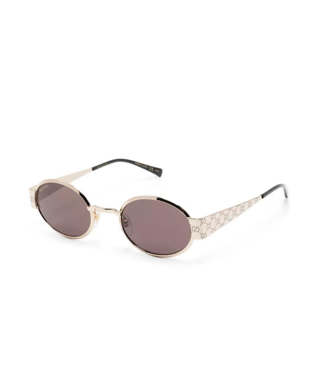 GUCCI Золотые металлические солнцезащитные очки, фото 2