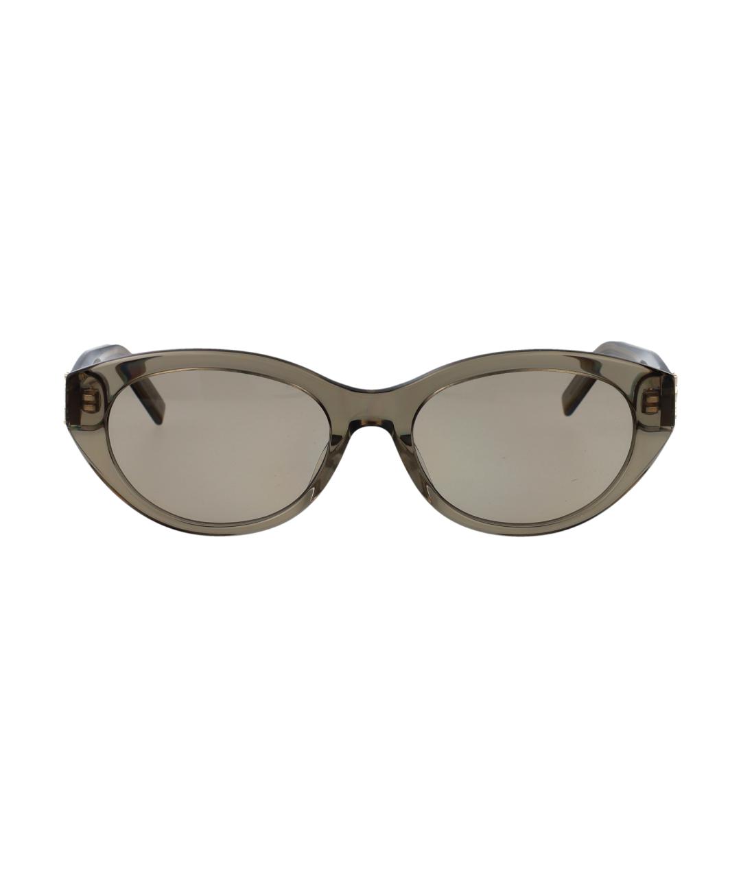 SAINT LAURENT Коричневые пластиковые солнцезащитные очки, фото 1