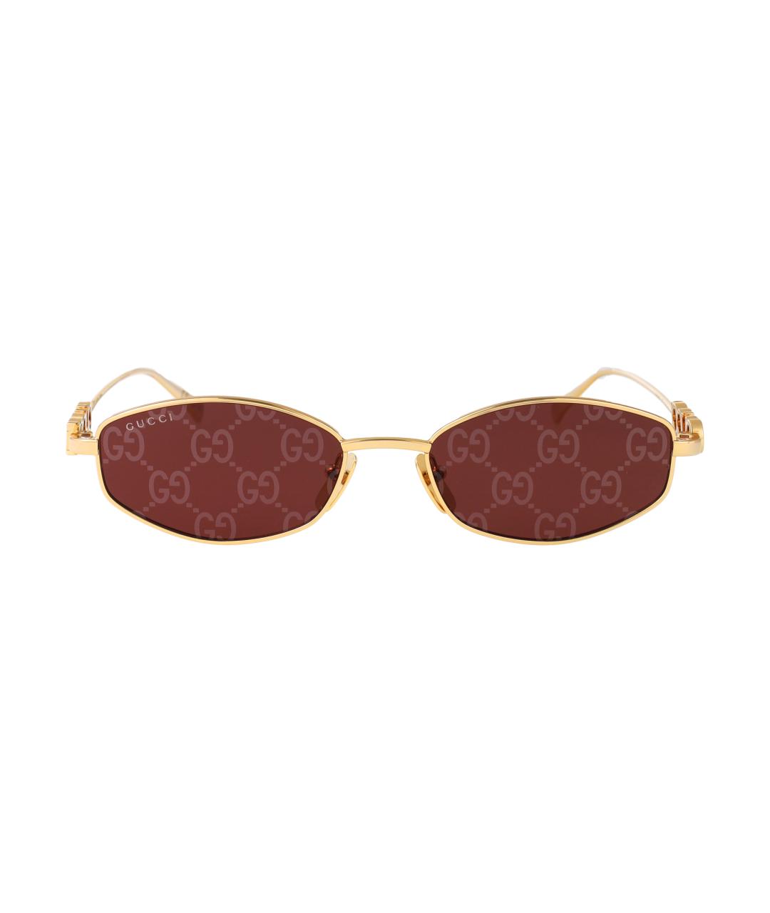 GUCCI Золотые металлические солнцезащитные очки, фото 1