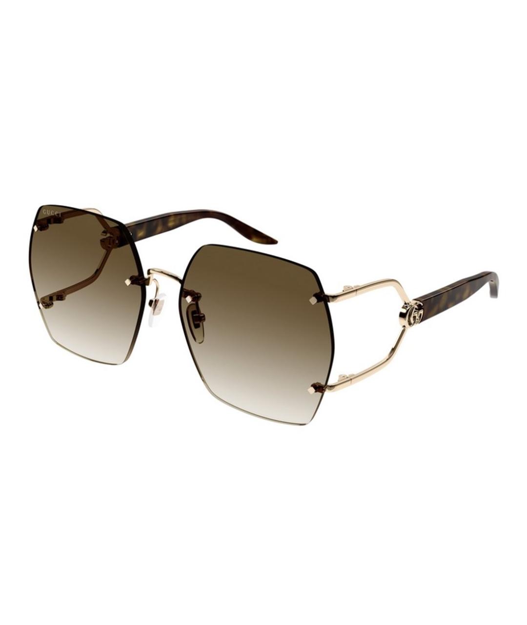 GUCCI Золотые металлические солнцезащитные очки, фото 2