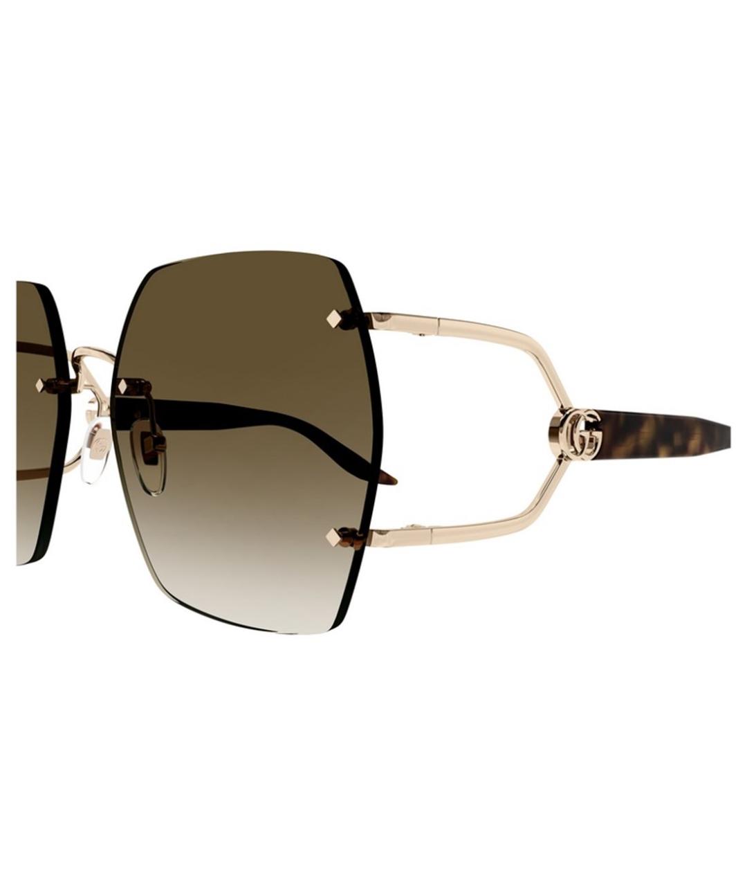 GUCCI Золотые металлические солнцезащитные очки, фото 3