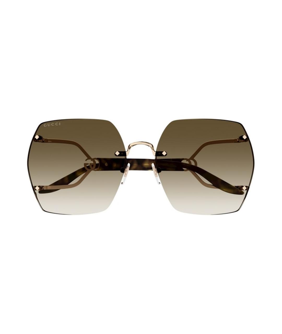 GUCCI Золотые металлические солнцезащитные очки, фото 1