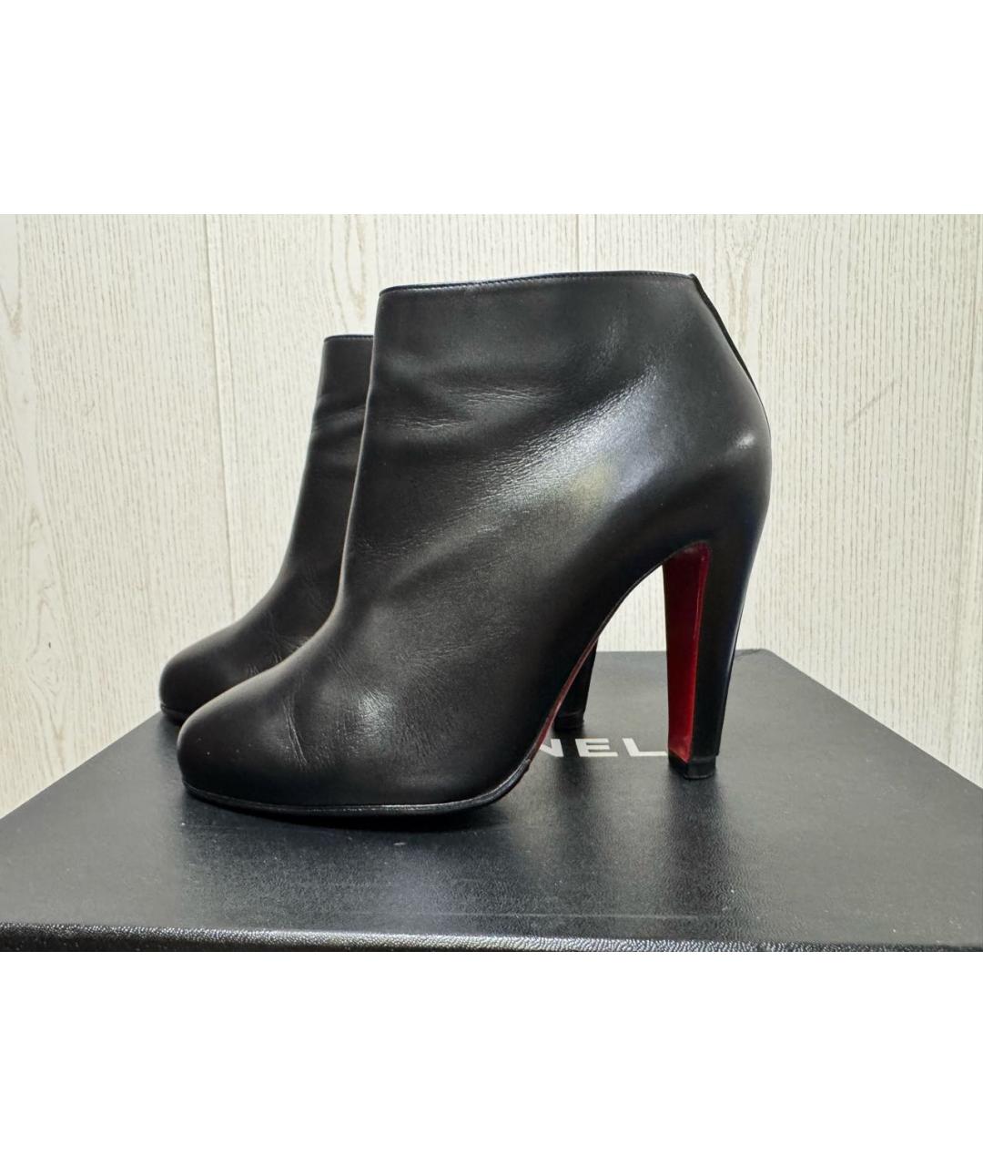 CHRISTIAN LOUBOUTIN Черные кожаные ботильоны, фото 6