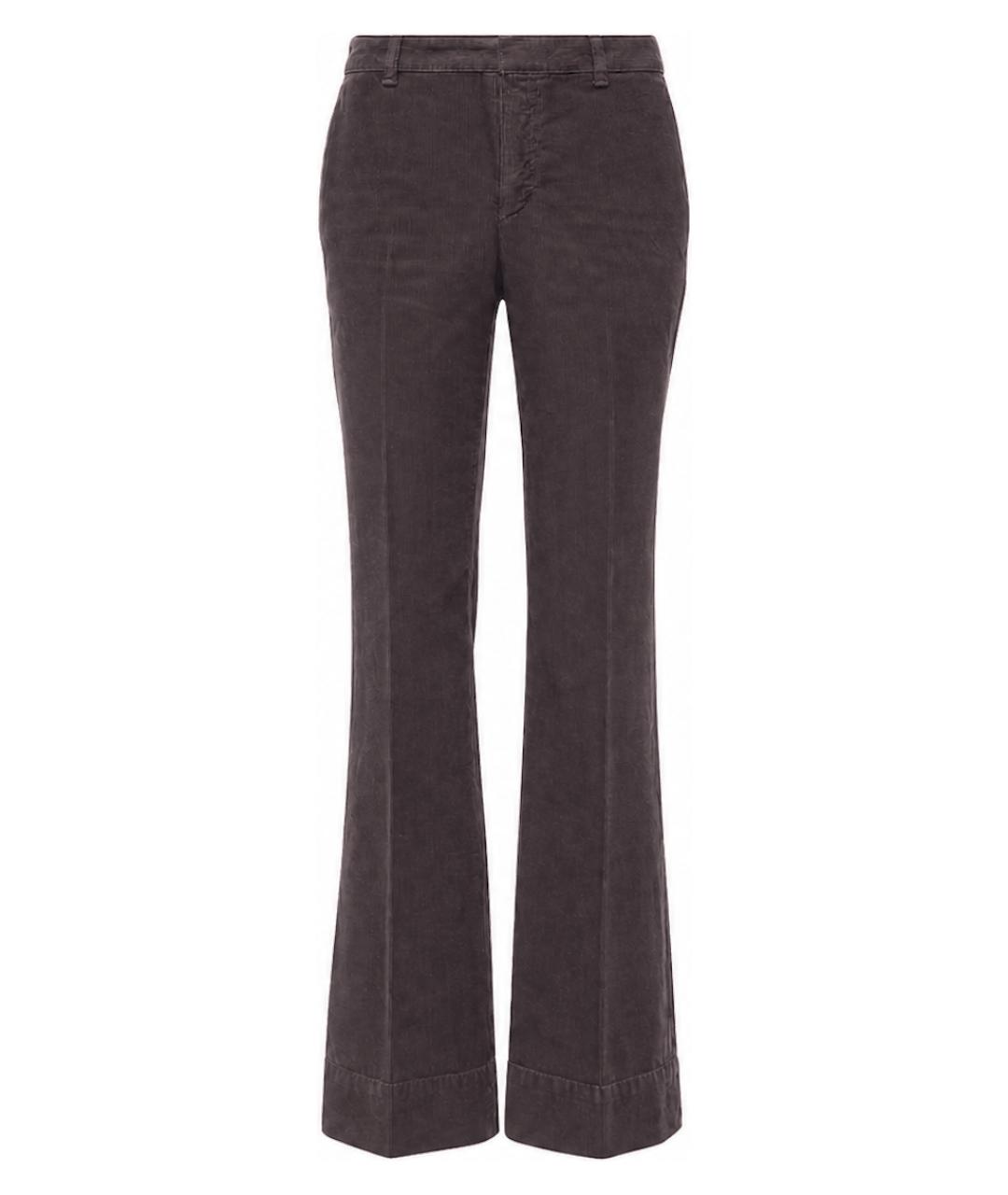 SAINT LAURENT Коричневые хлопковые прямые брюки, фото 1