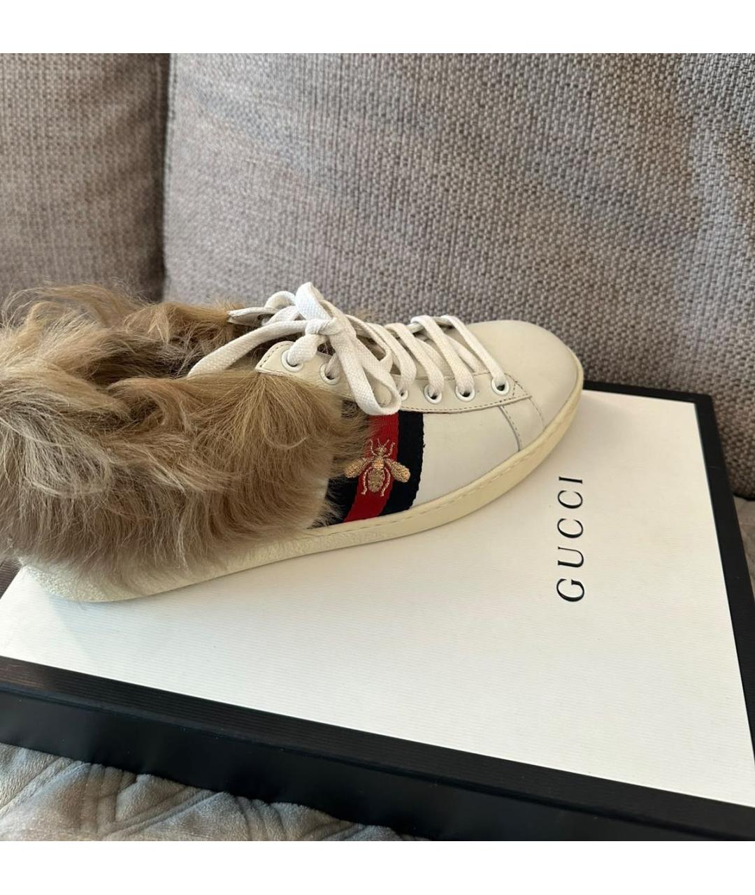 GUCCI Белые кожаные кеды, фото 3