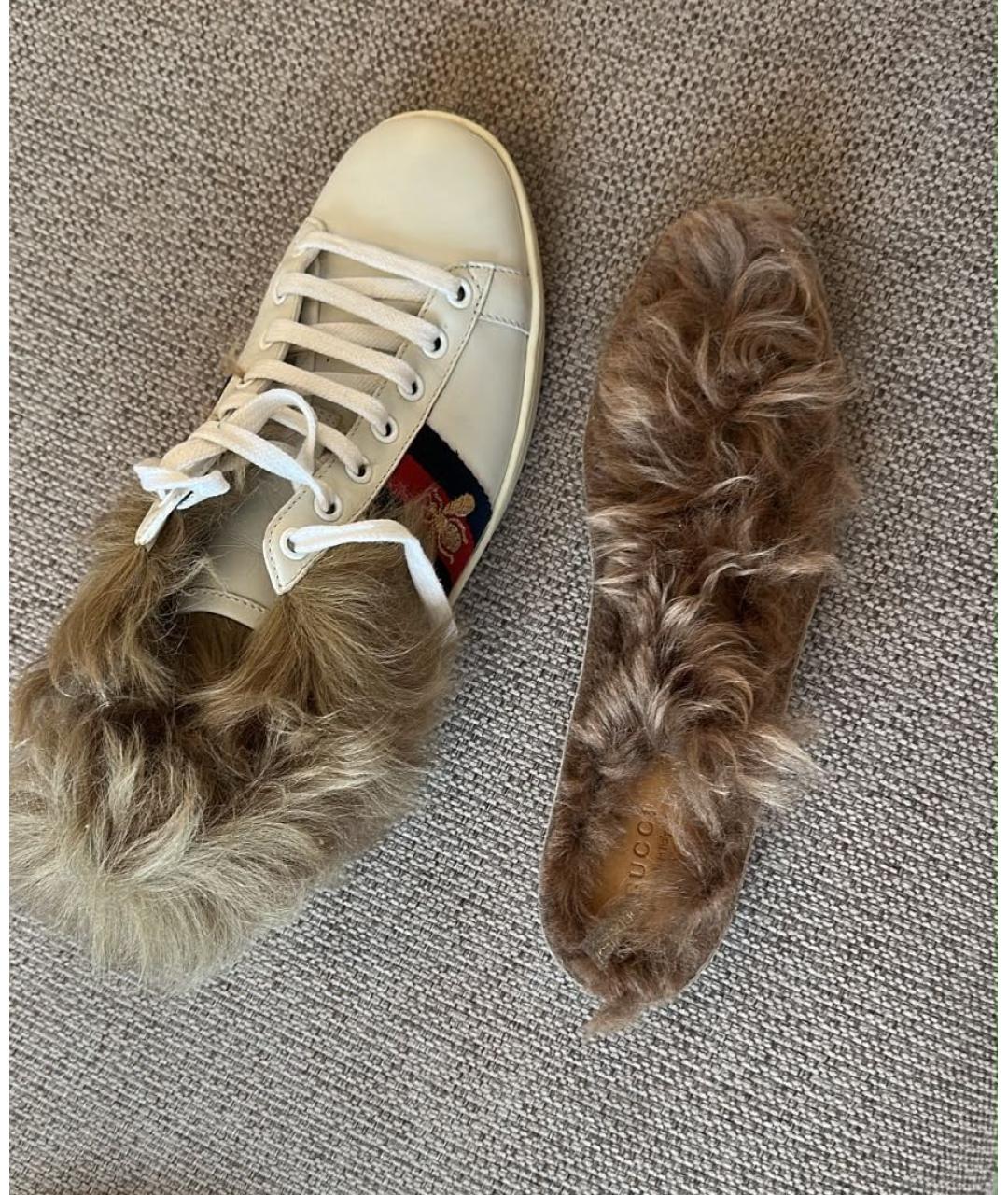 GUCCI Белые кожаные кеды, фото 4