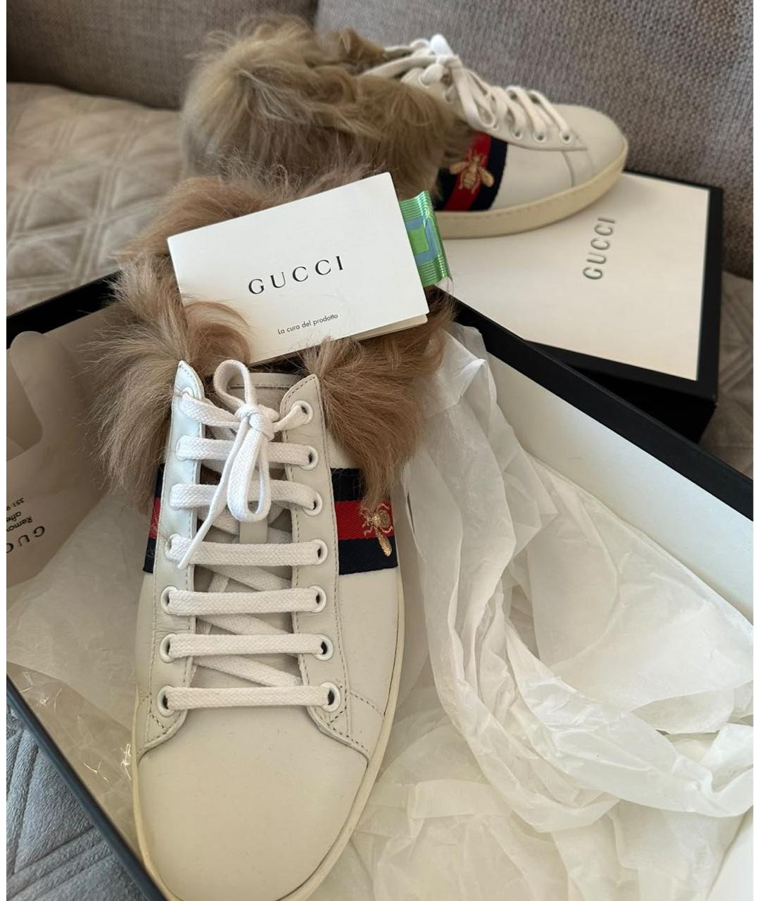 GUCCI Белые кожаные кеды, фото 2