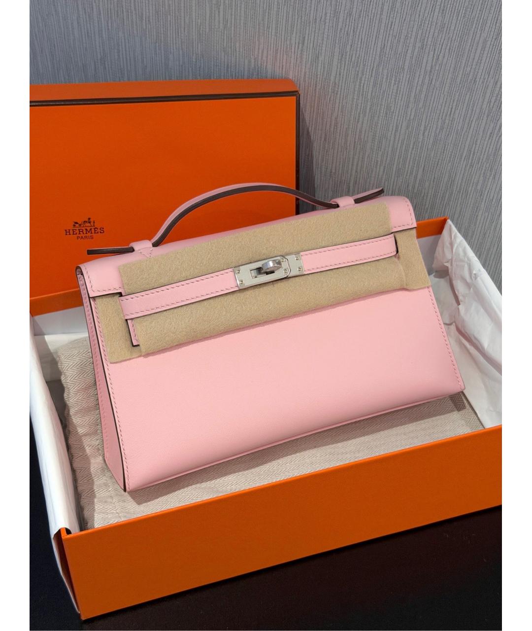 HERMES Розовая кожаная сумка тоут, фото 3