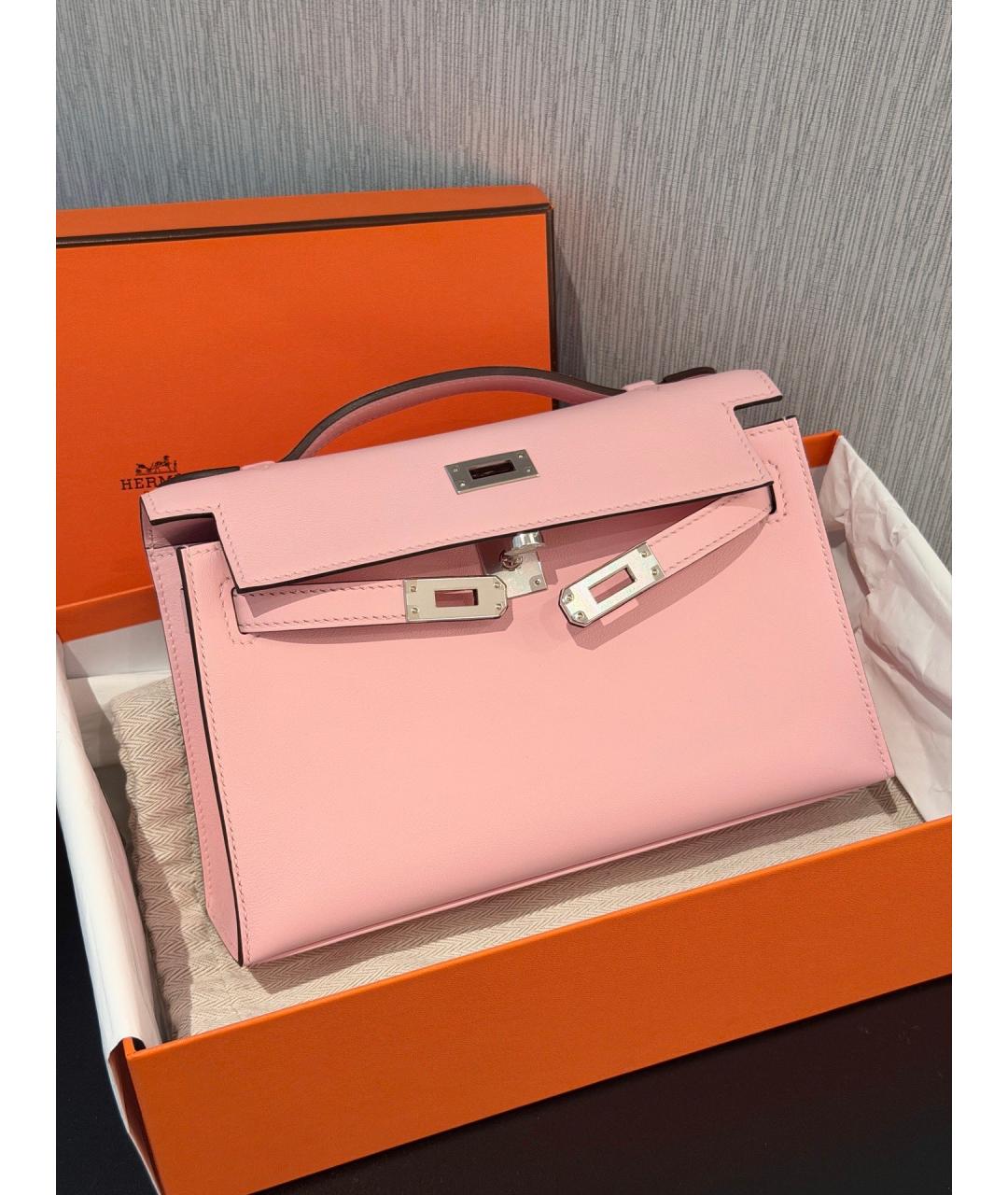 HERMES Розовая кожаная сумка тоут, фото 2