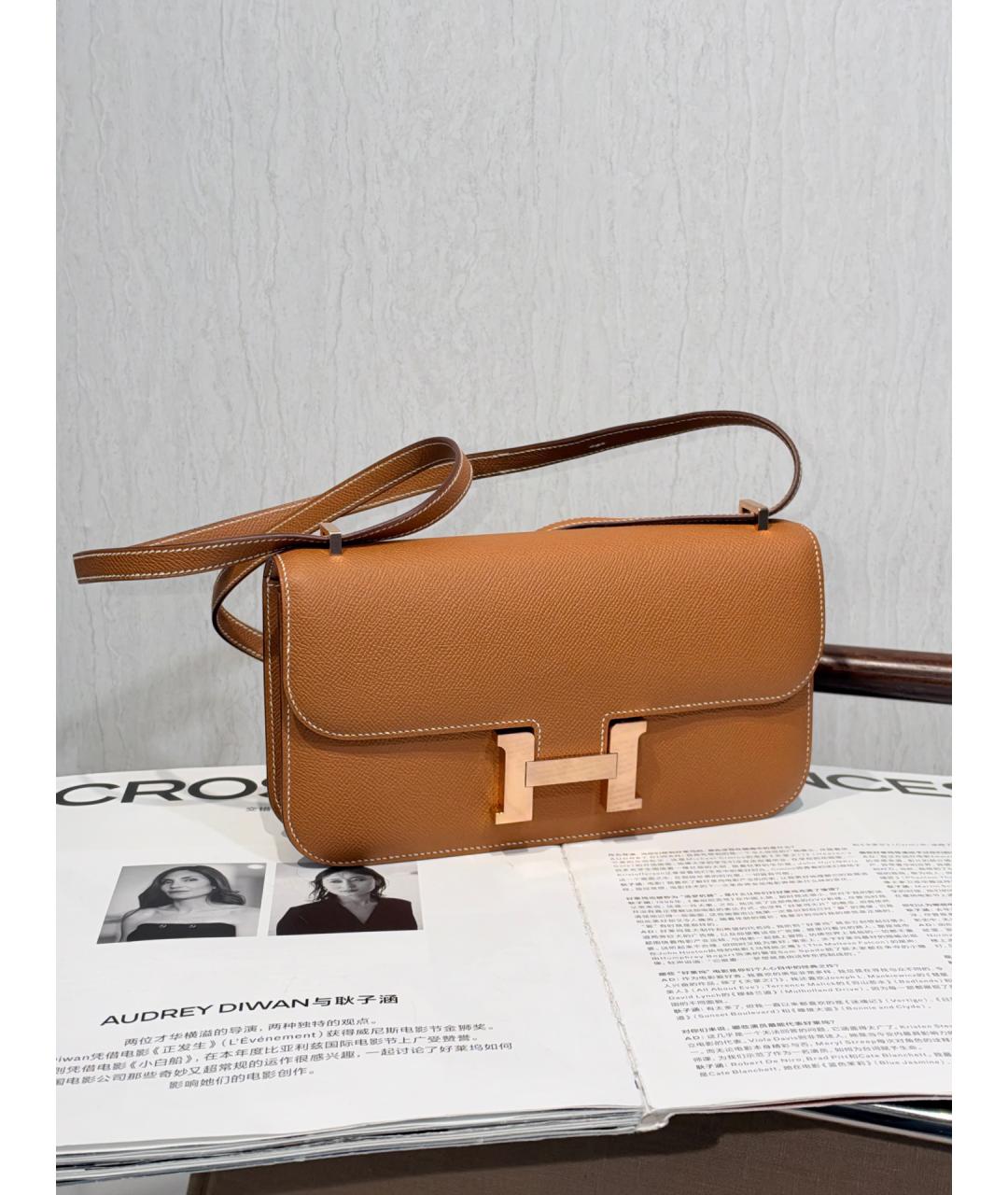 HERMES Коричневая кожаная сумка через плечо, фото 3