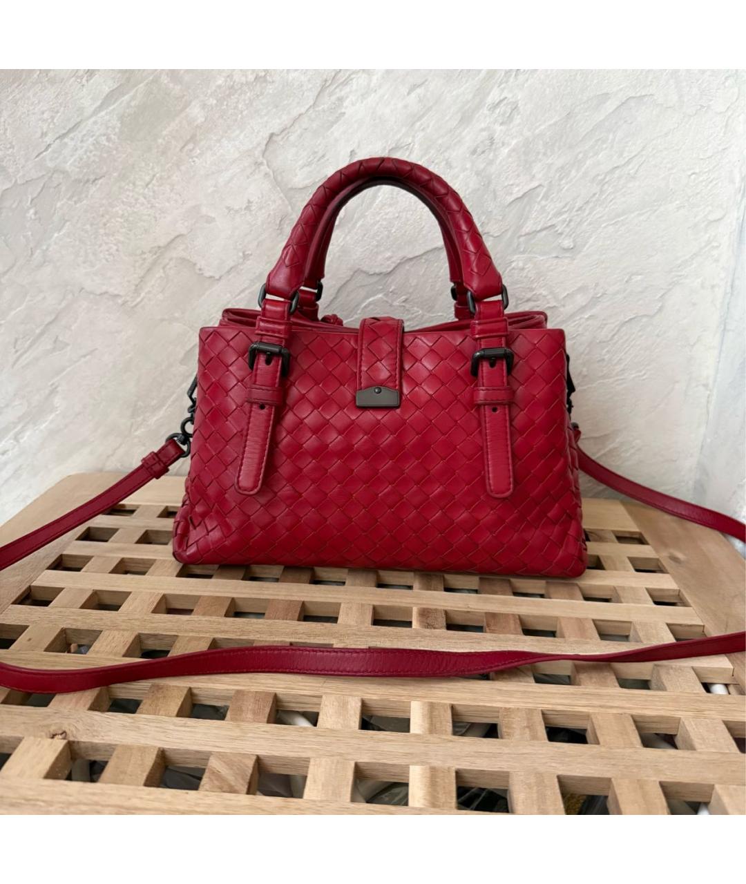 BOTTEGA VENETA Бордовая кожаная сумка через плечо, фото 2