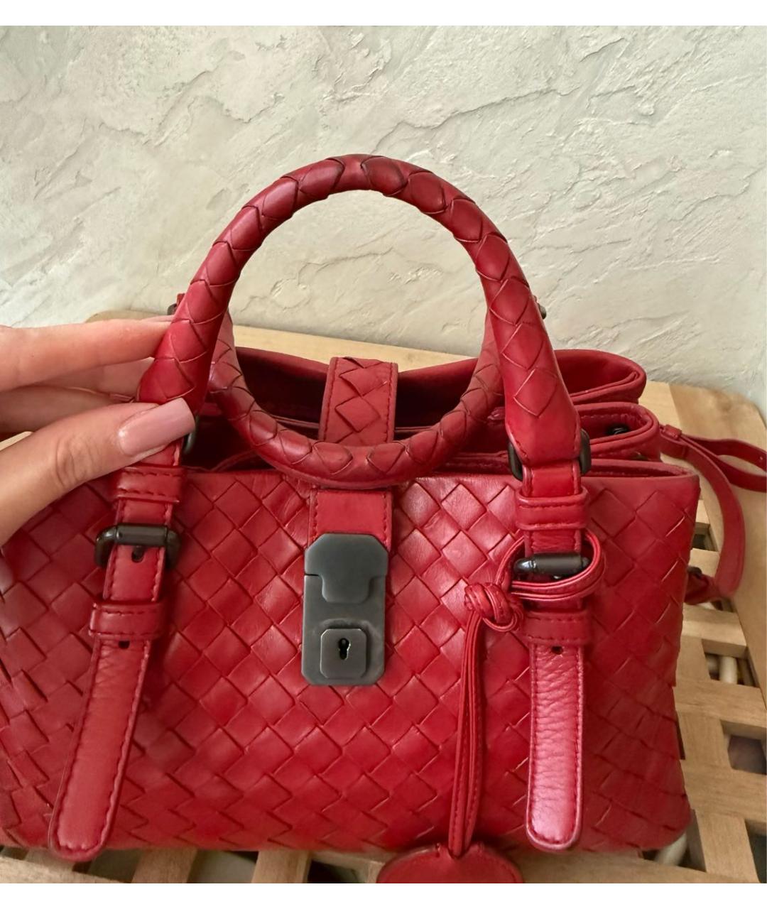 BOTTEGA VENETA Бордовая кожаная сумка через плечо, фото 6