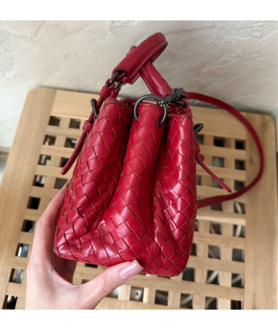 BOTTEGA VENETA Бордовая кожаная сумка через плечо, фото 4
