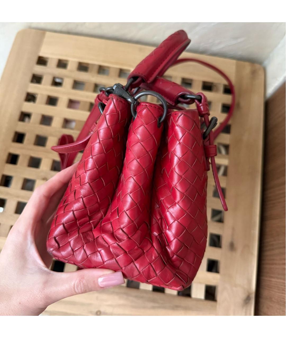 BOTTEGA VENETA Бордовая кожаная сумка через плечо, фото 3
