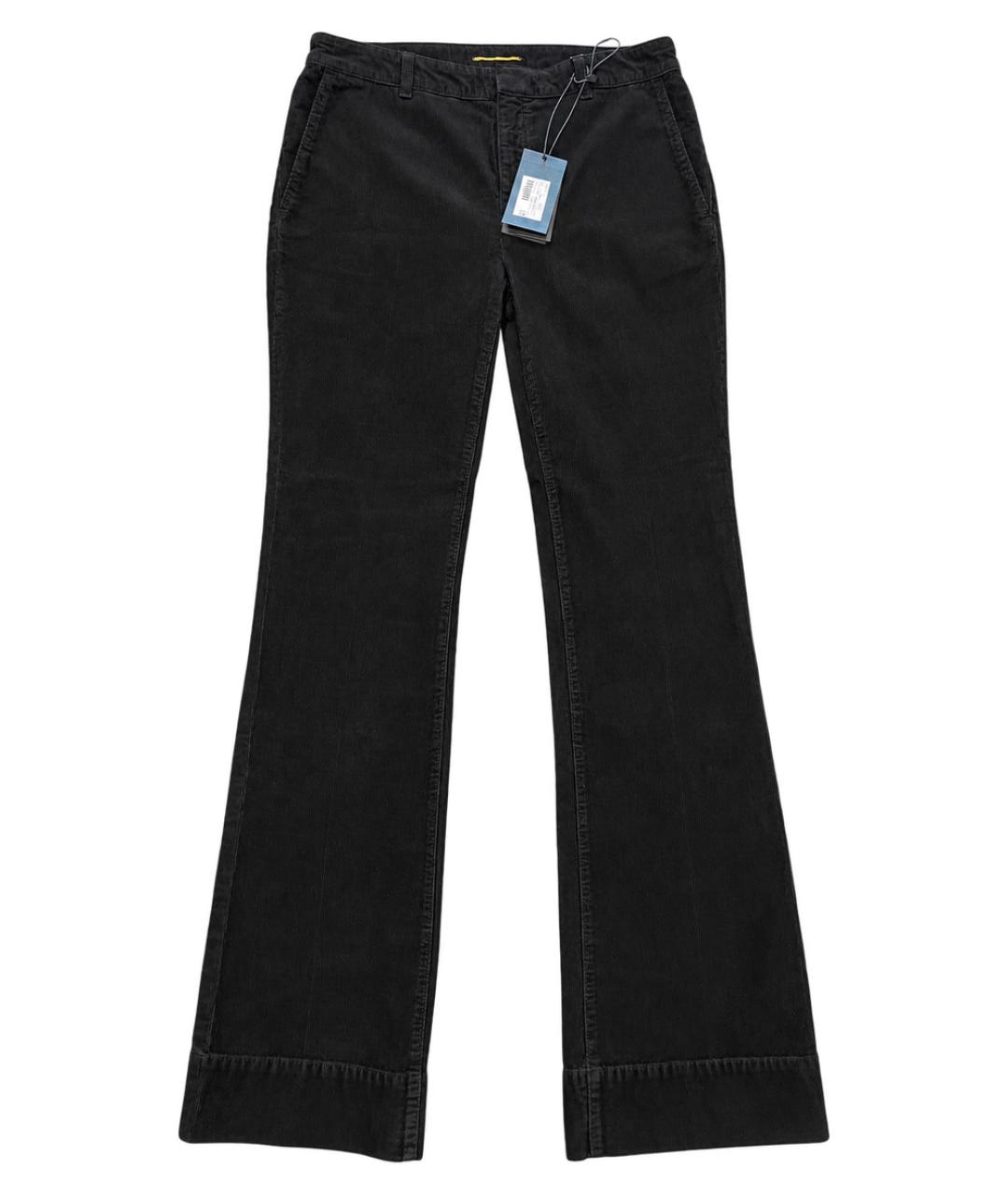 SAINT LAURENT Черные хлопковые прямые брюки, фото 3