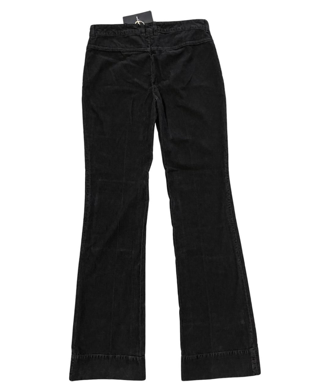 SAINT LAURENT Черные хлопковые прямые брюки, фото 4