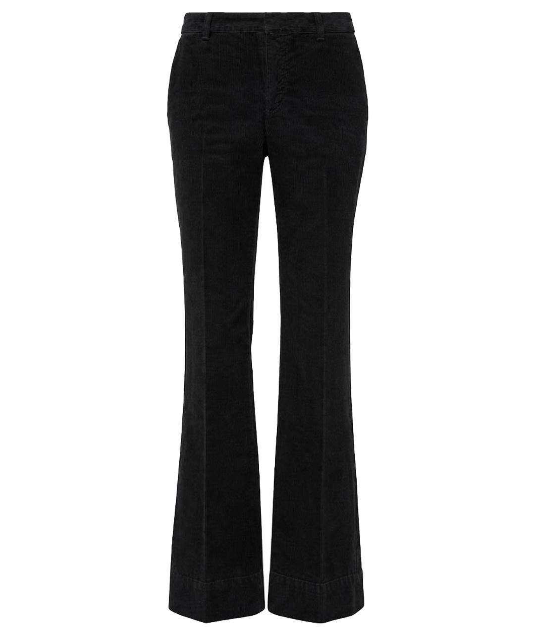 SAINT LAURENT Черные хлопковые прямые брюки, фото 1