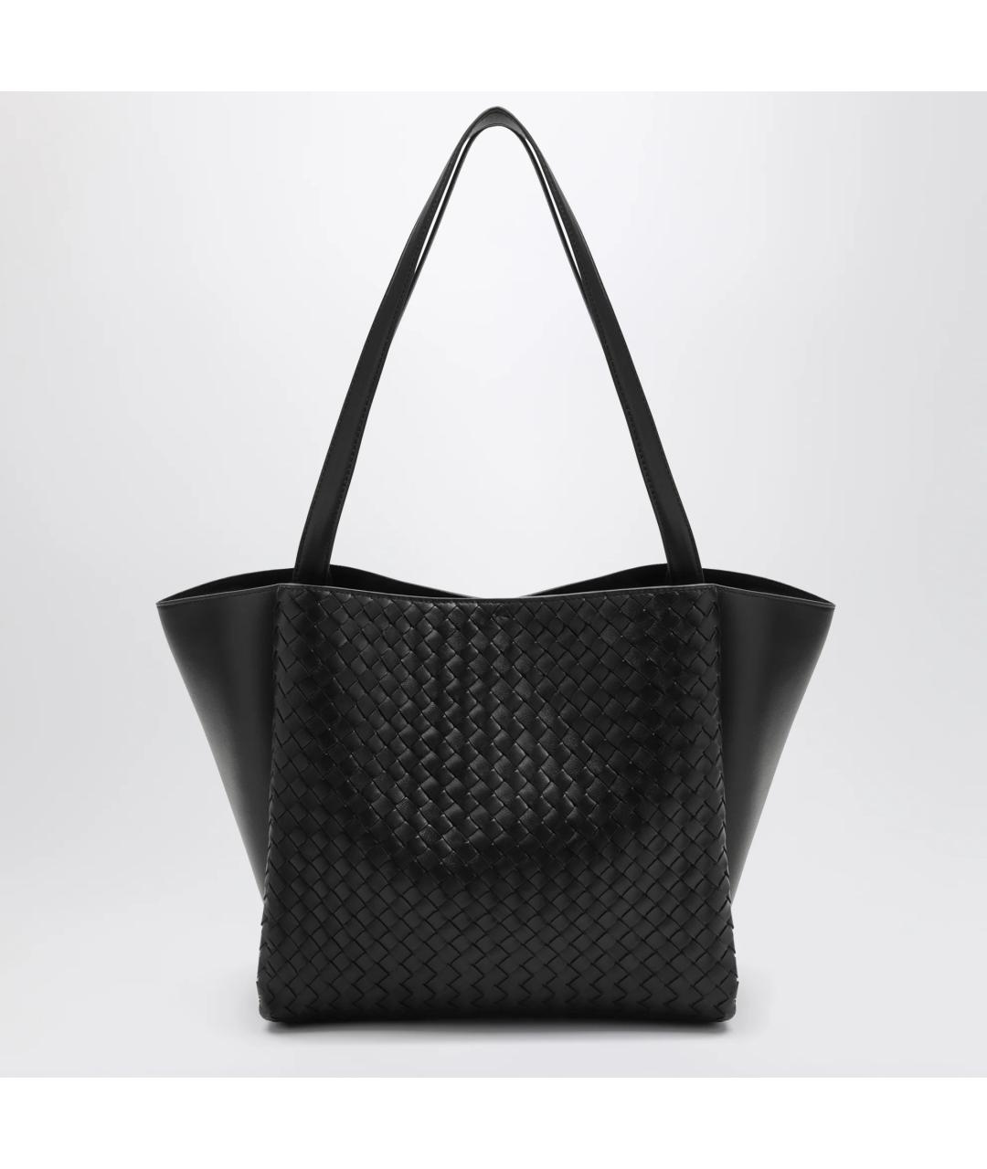 BOTTEGA VENETA Черная кожаная сумка тоут, фото 3