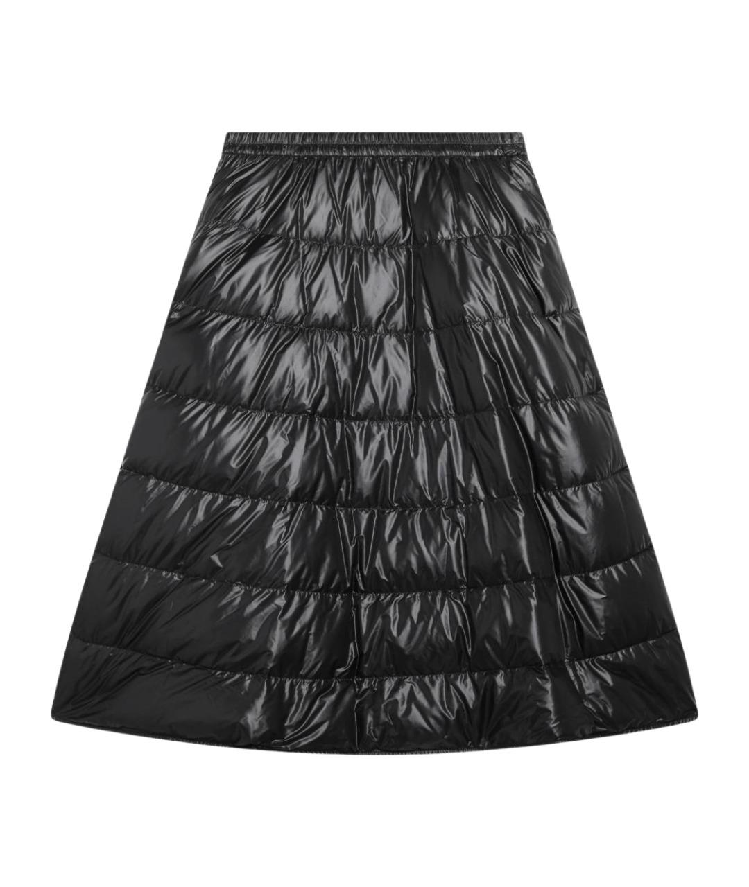 MONCLER Черная синтетическая юбка миди, фото 1
