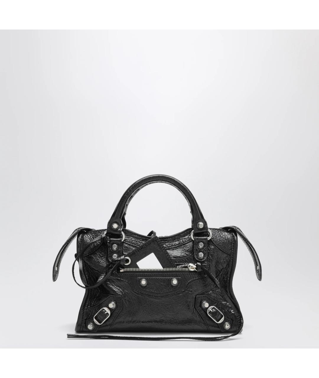 BALENCIAGA Черная кожаная сумка тоут, фото 3
