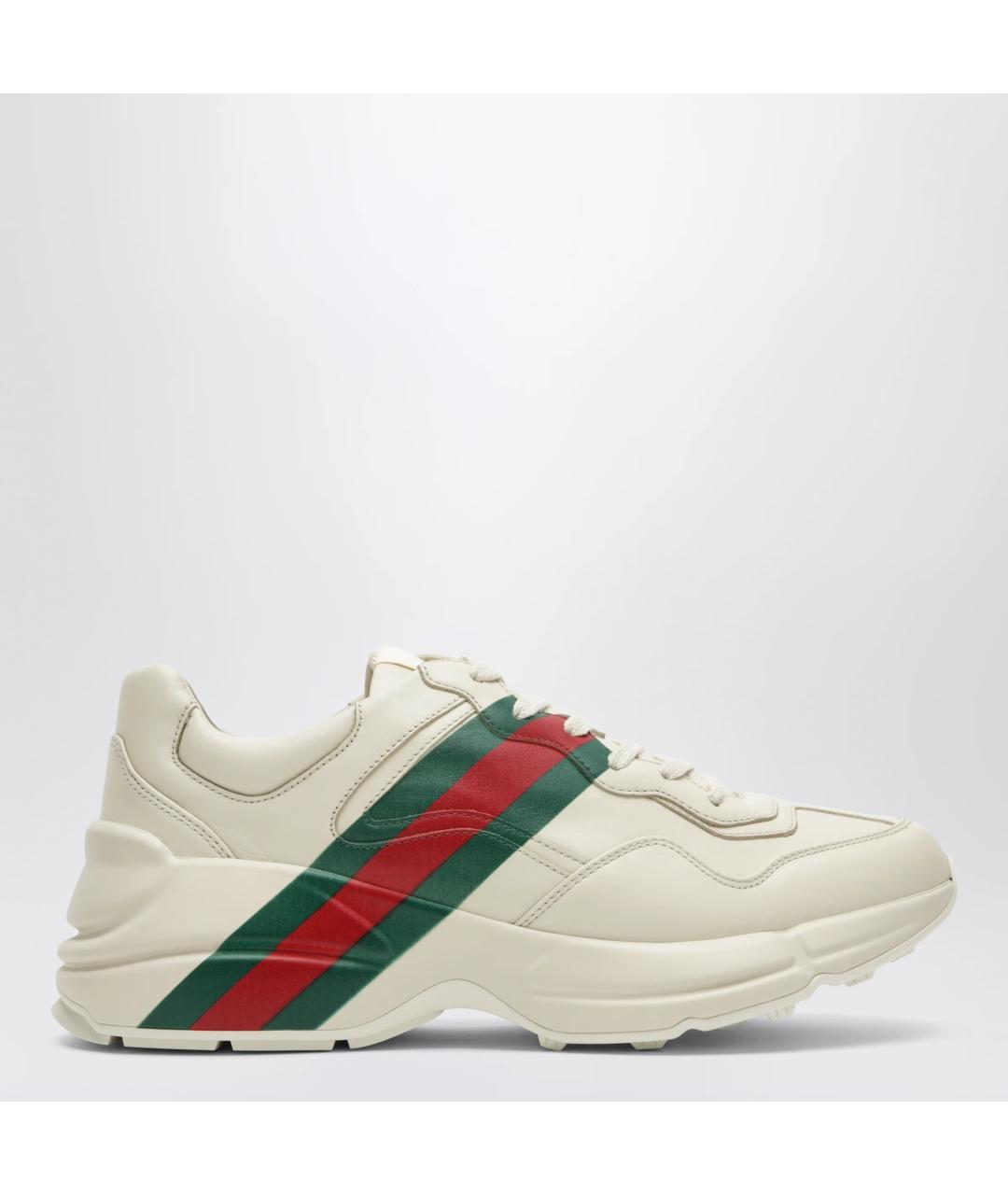 GUCCI Бежевые кожаные кроссовки, фото 3