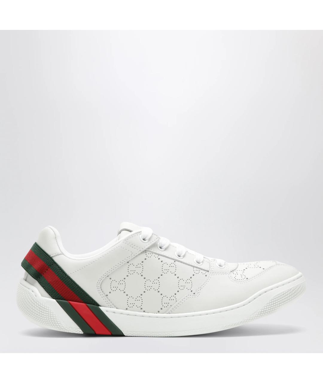 GUCCI Белые кожаные кроссовки, фото 3