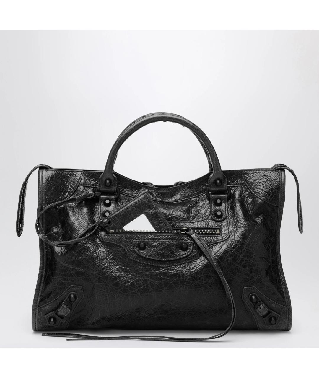 BALENCIAGA Черная кожаная сумка тоут, фото 2