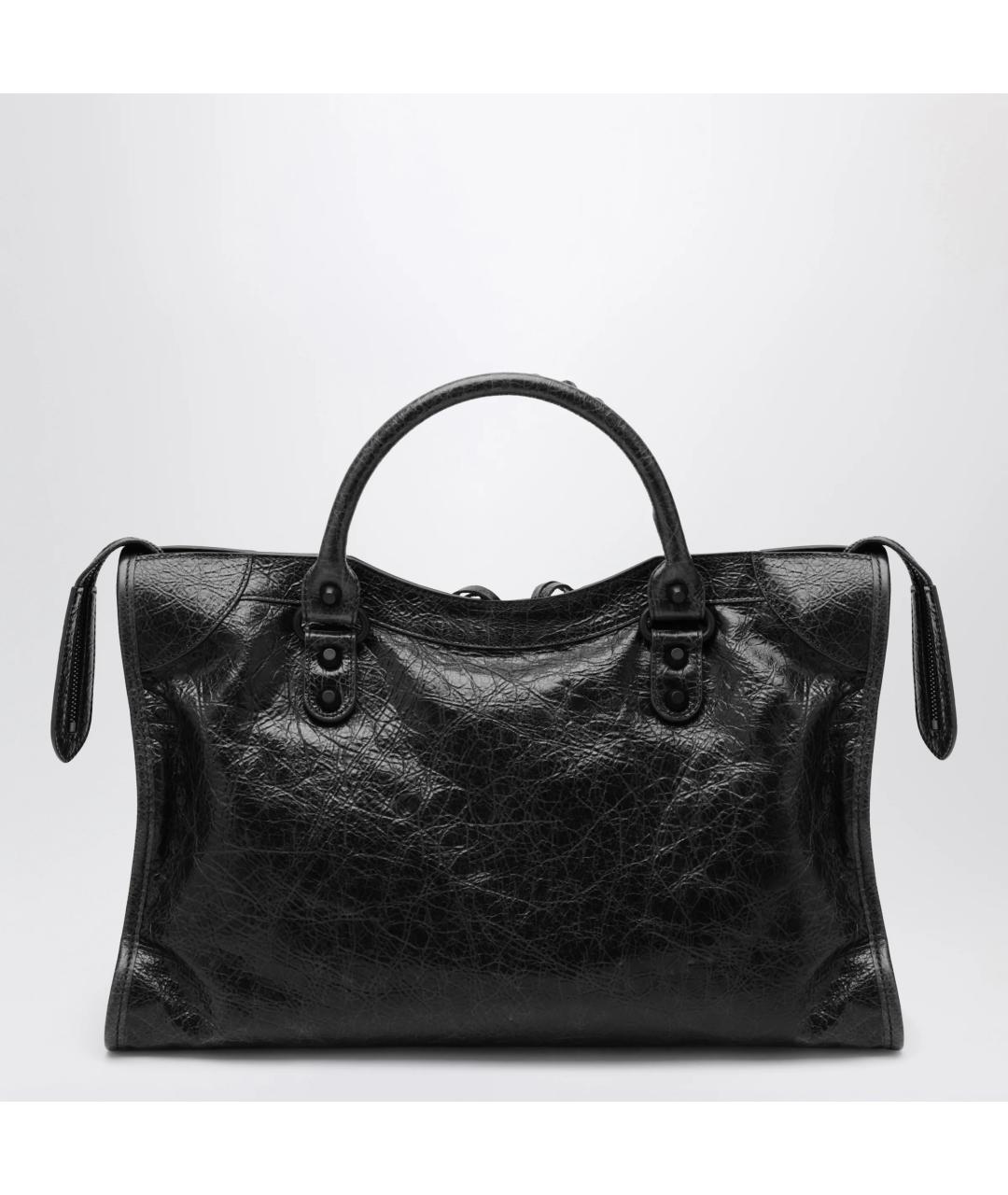 BALENCIAGA Черная кожаная сумка тоут, фото 3