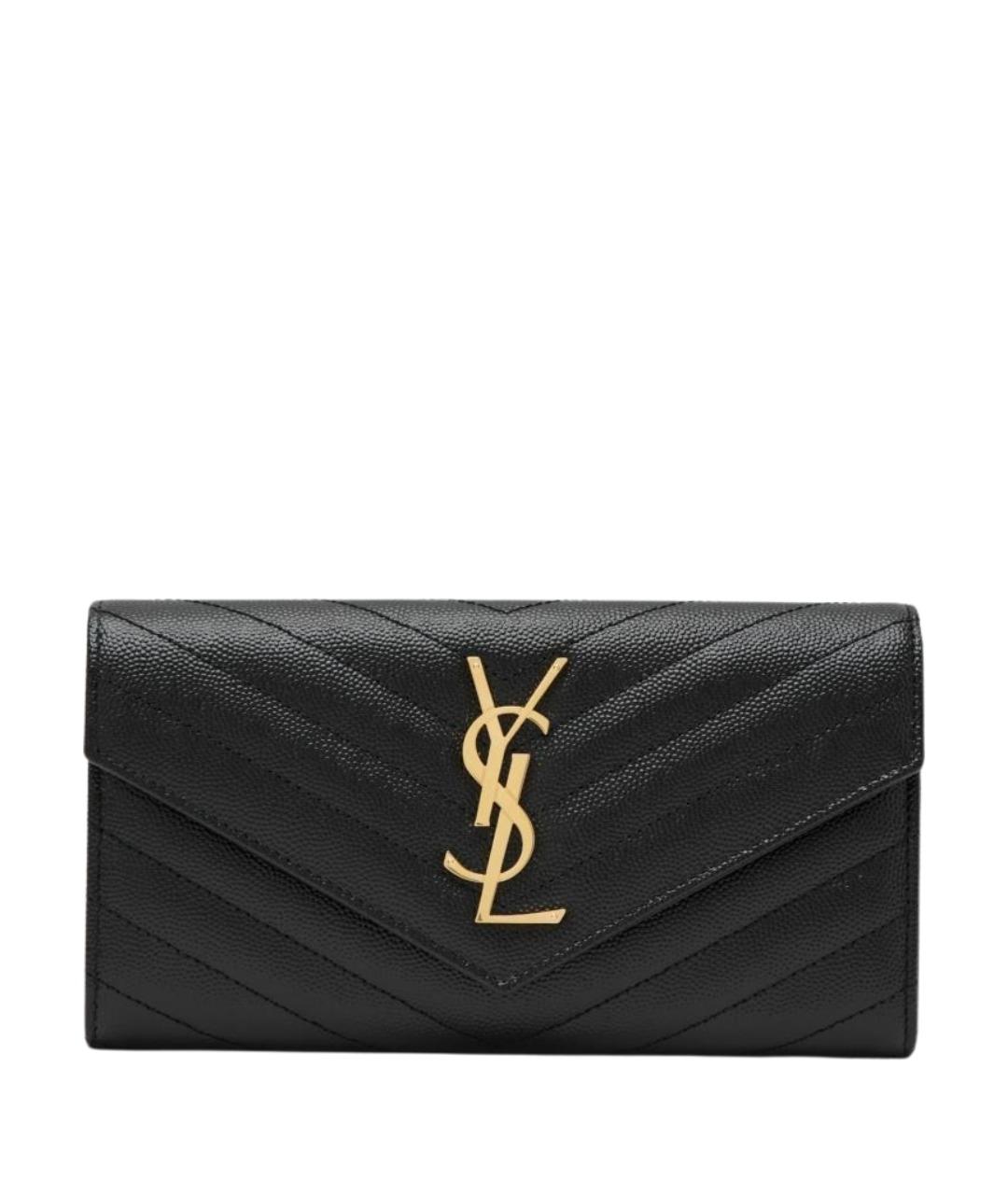 SAINT LAURENT Черный кожаный кошелек, фото 1