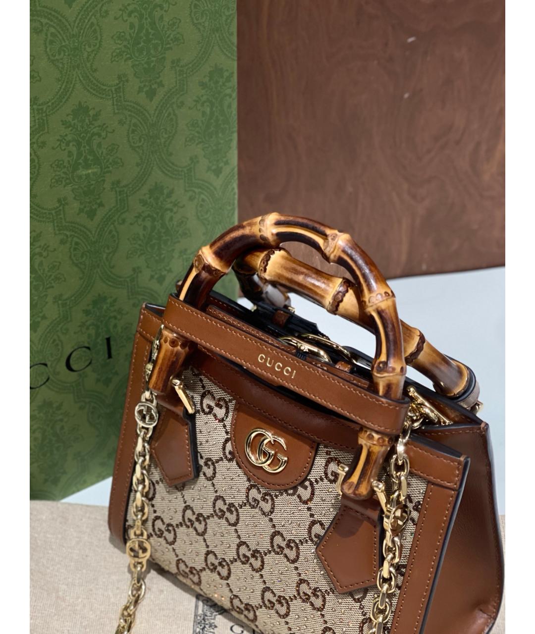 GUCCI Коричневая сумка тоут из искусственной кожи, фото 6