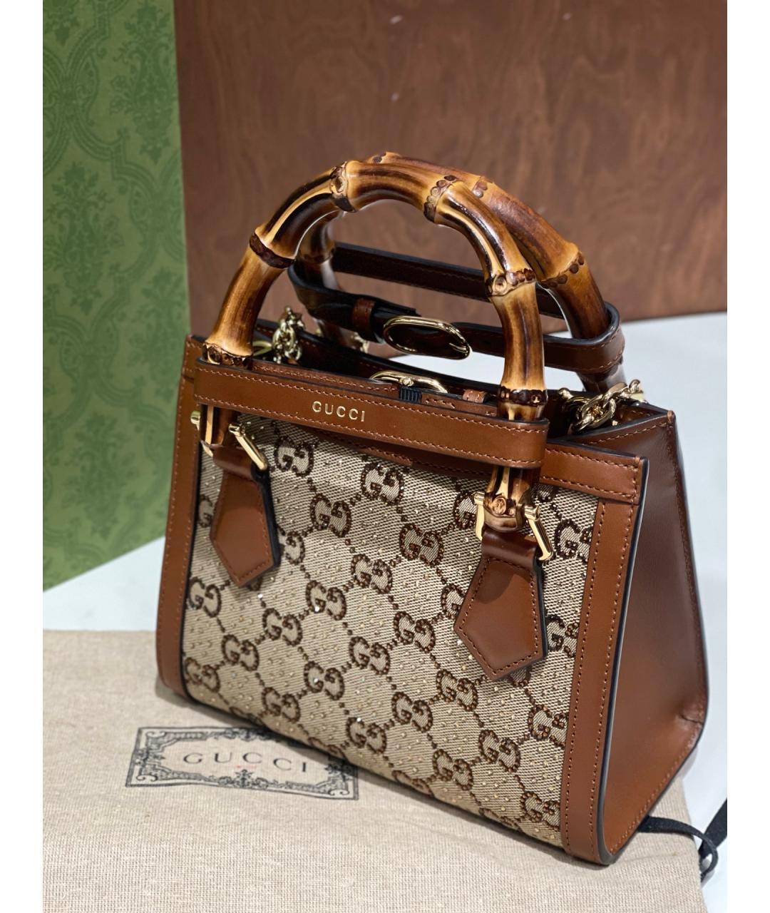 GUCCI Коричневая сумка тоут из искусственной кожи, фото 4