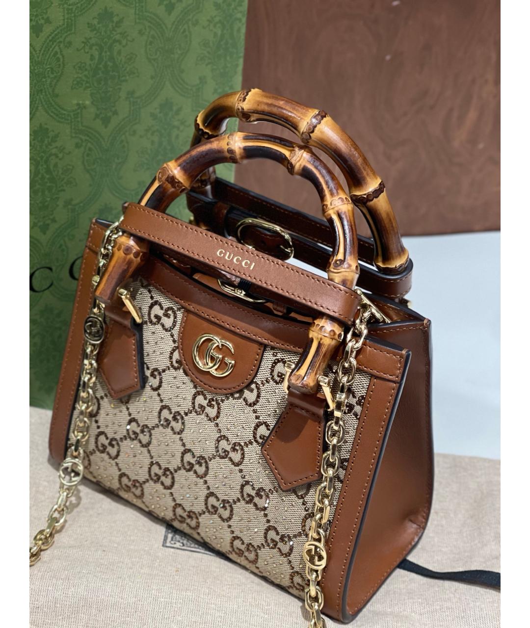GUCCI Коричневая сумка тоут из искусственной кожи, фото 3